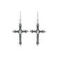 White Burnished Silver Cross Earrings