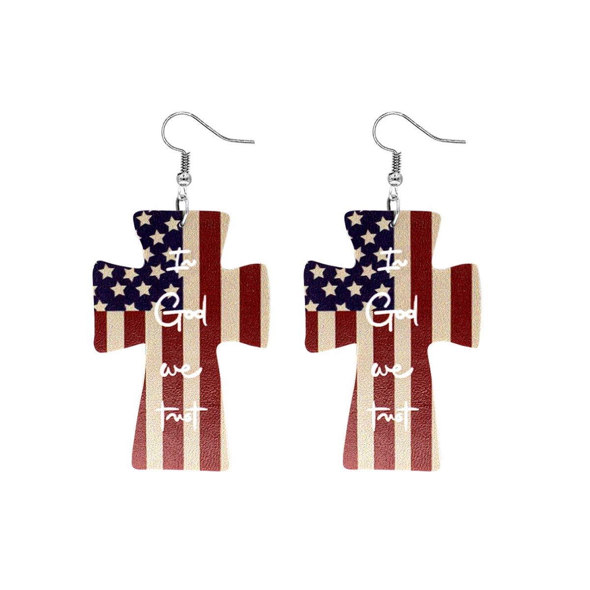 American Flag Cross Earrings