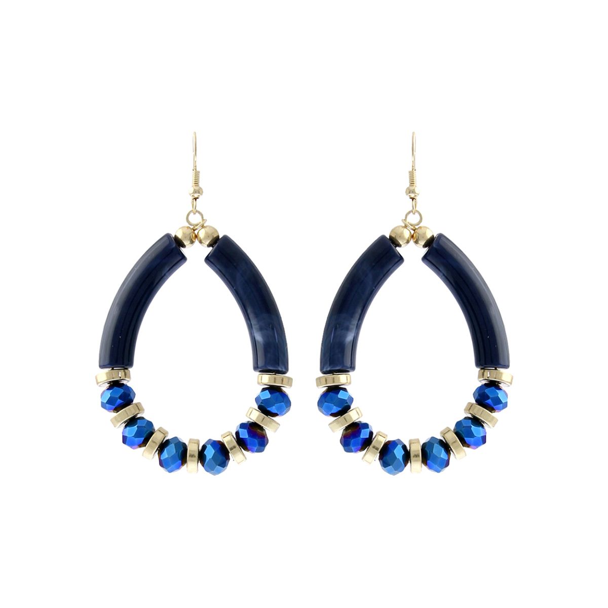 Navy Tube Teardrop Earrings