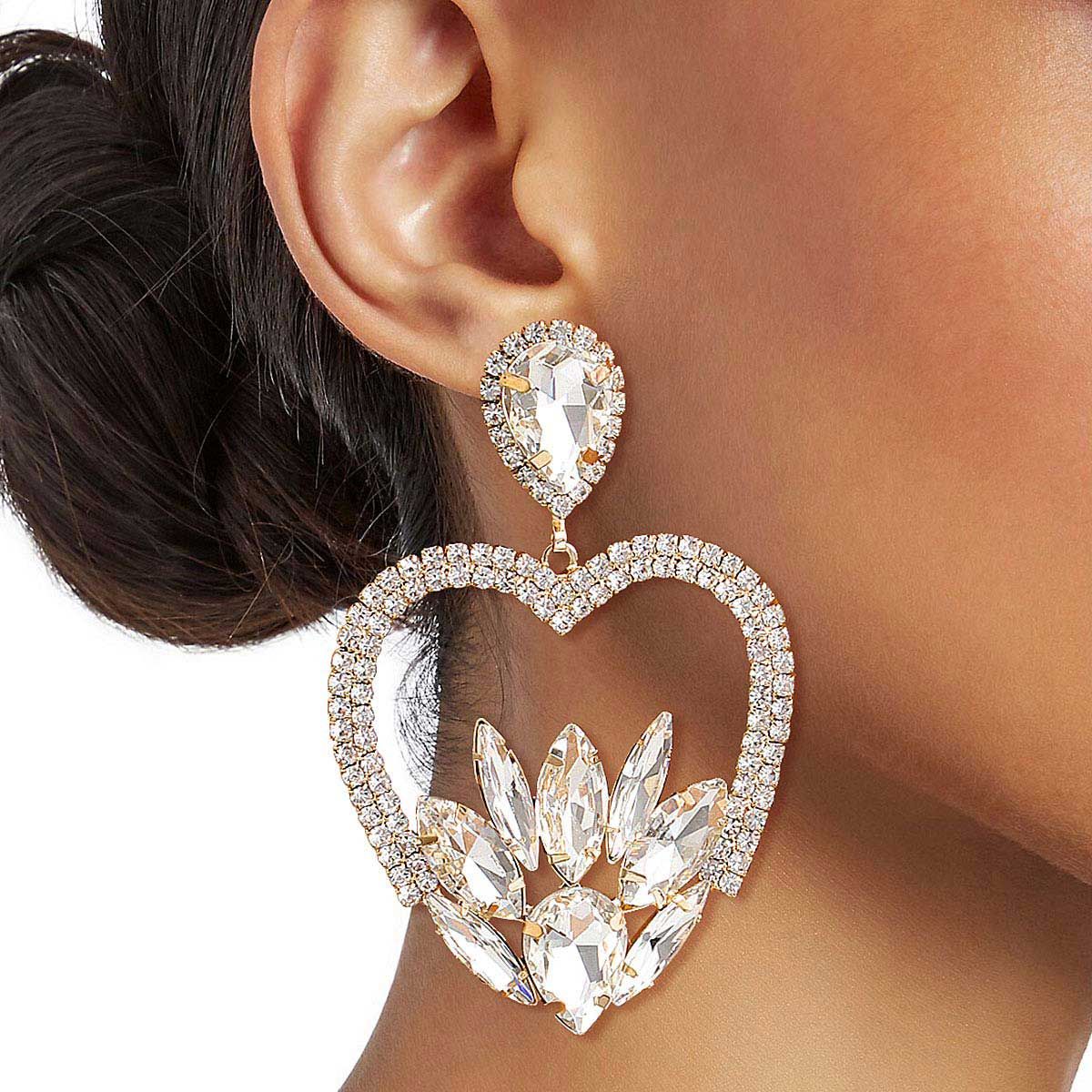 Gold Marquise Heart Earrings