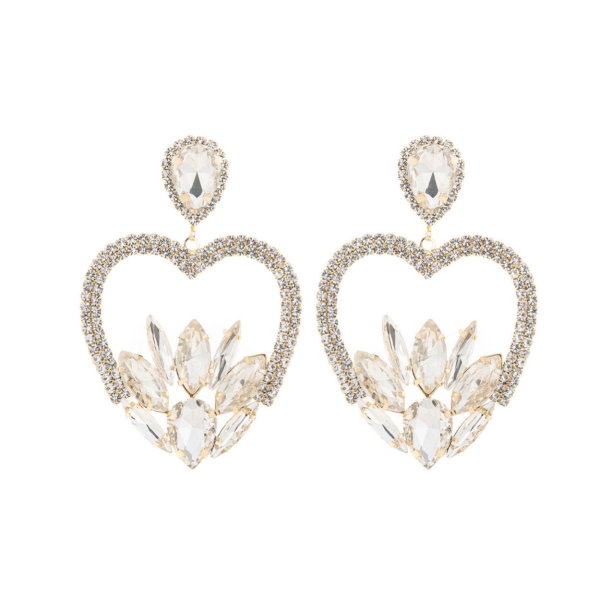 Gold Marquise Heart Earrings