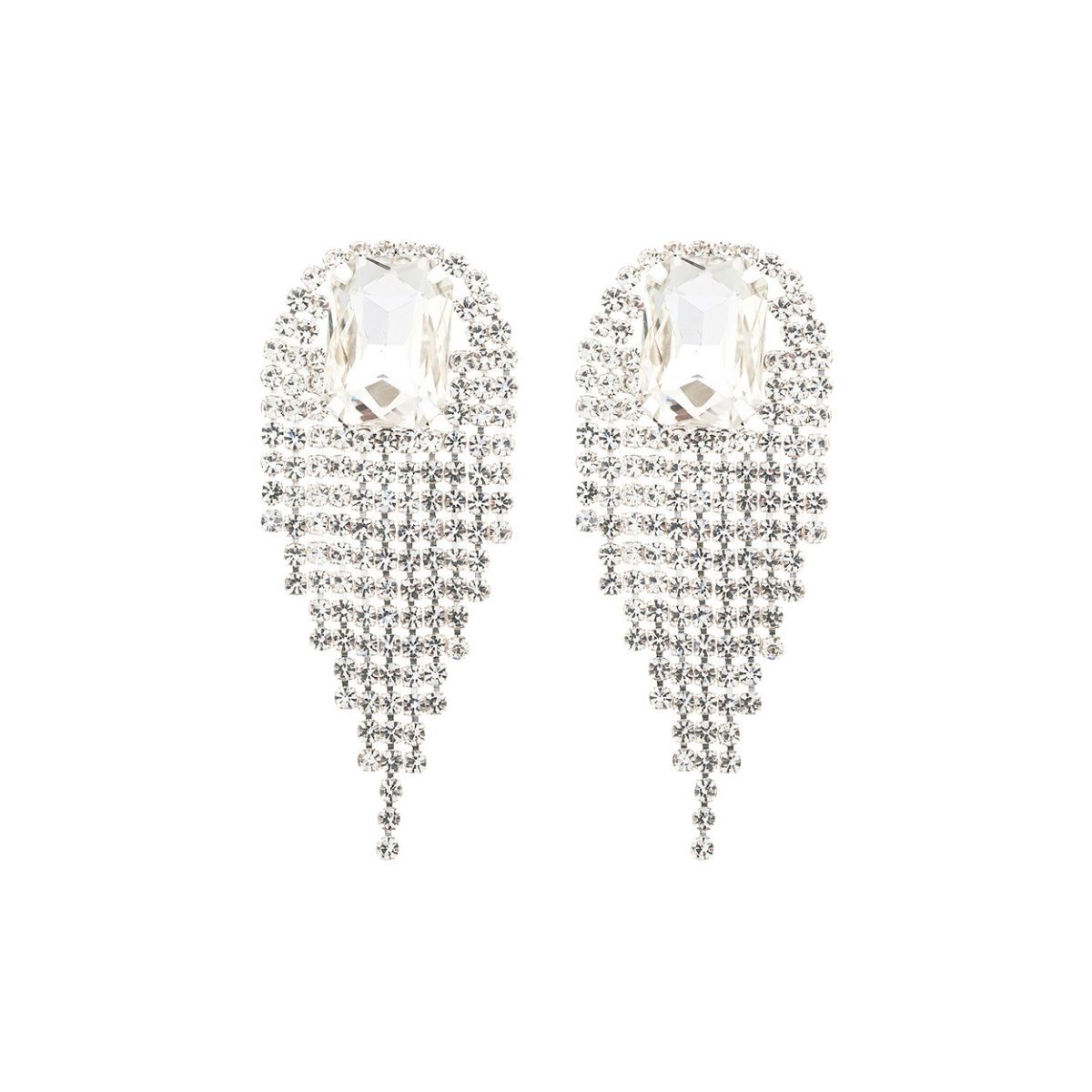 Clear Square Fringe Earrings