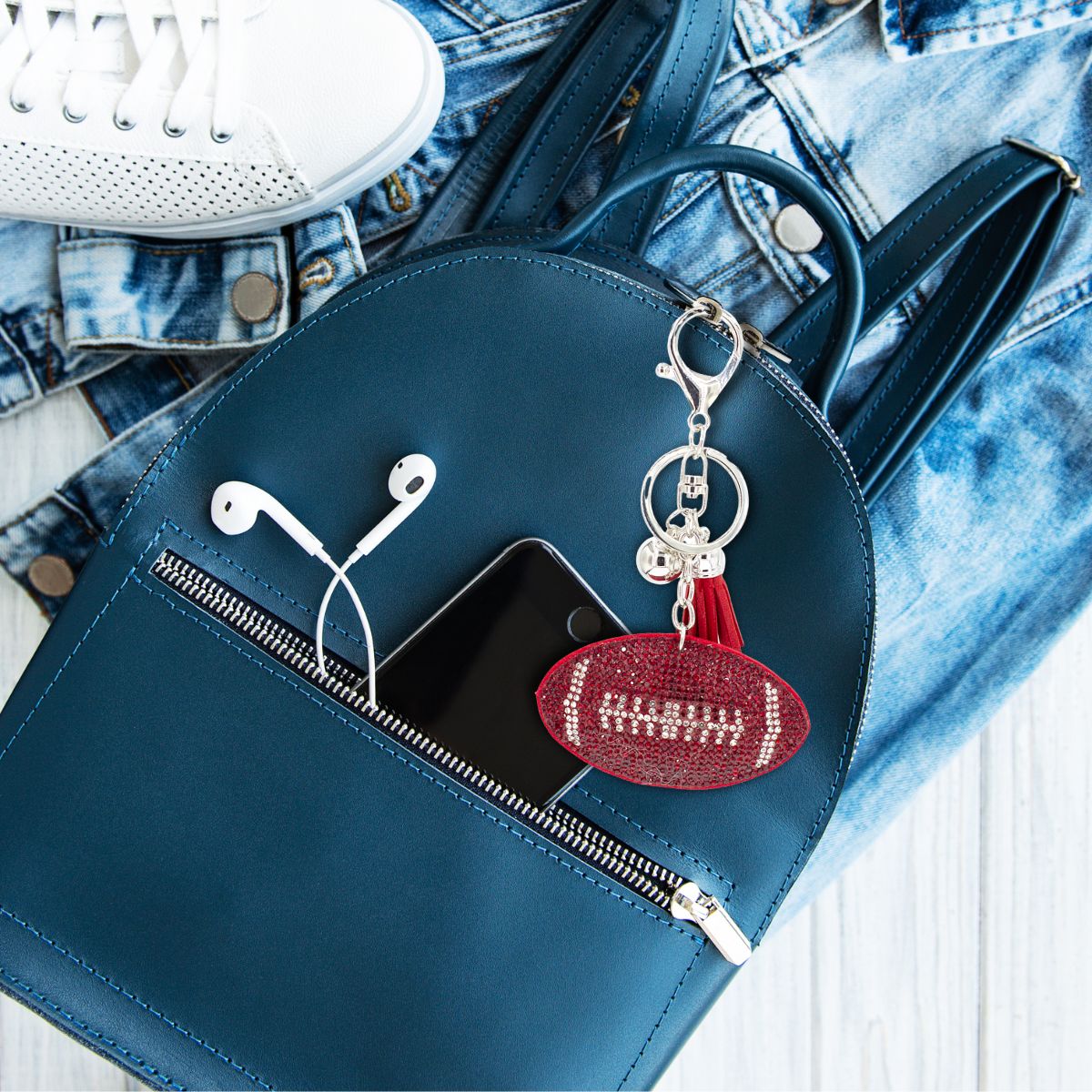 Red Football Keychain Bag Charm