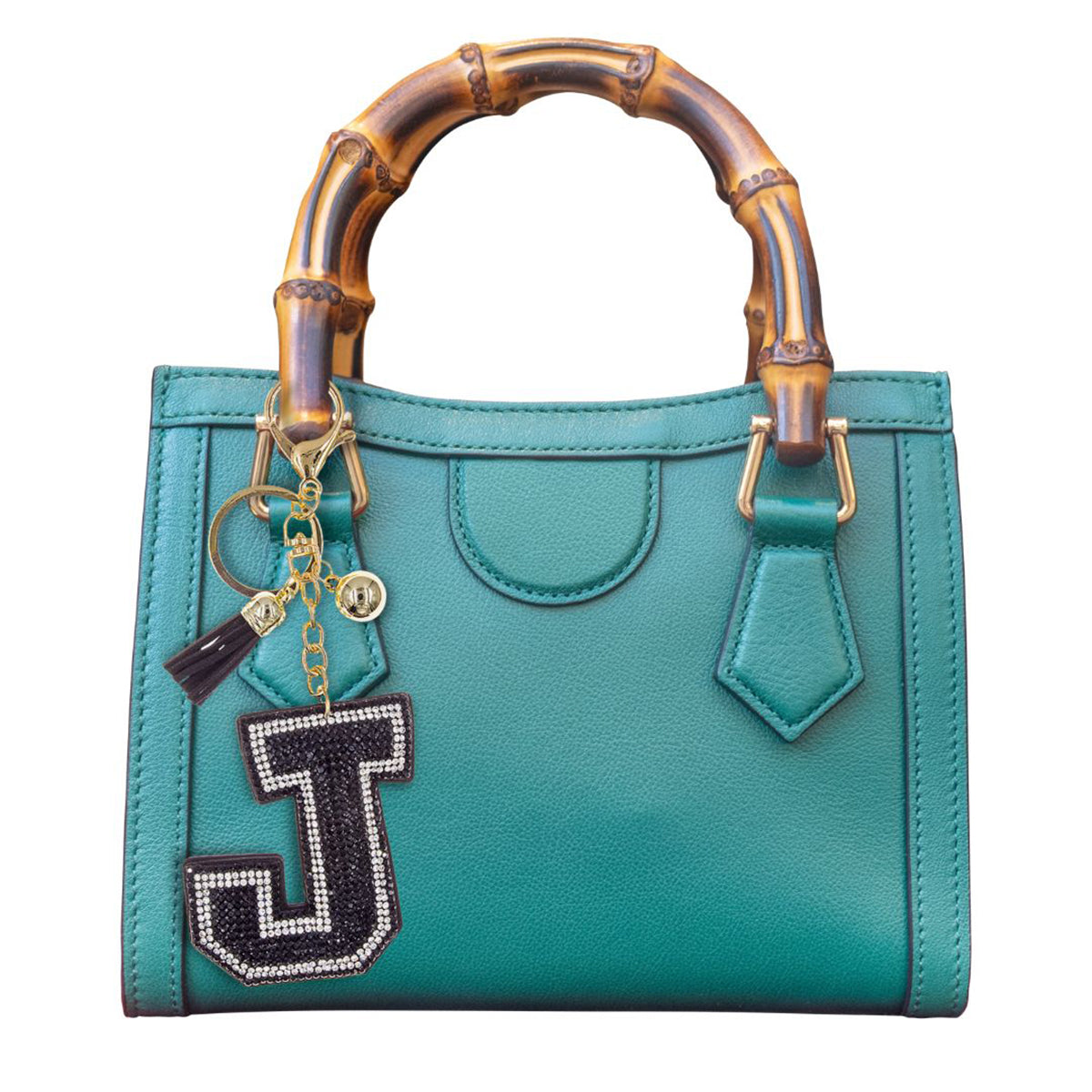 J Black Keychain Bag Charm