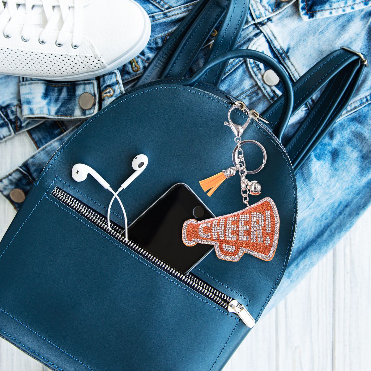 Orange Megaphone Keychain Bag Charm