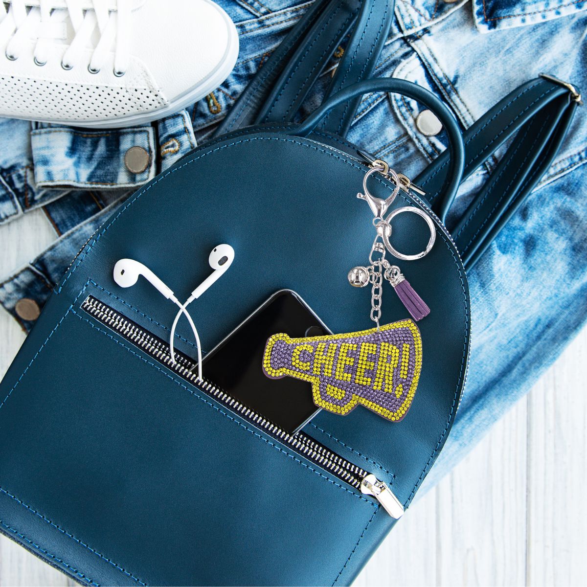 Purple Megaphone Keychain Bag Charm