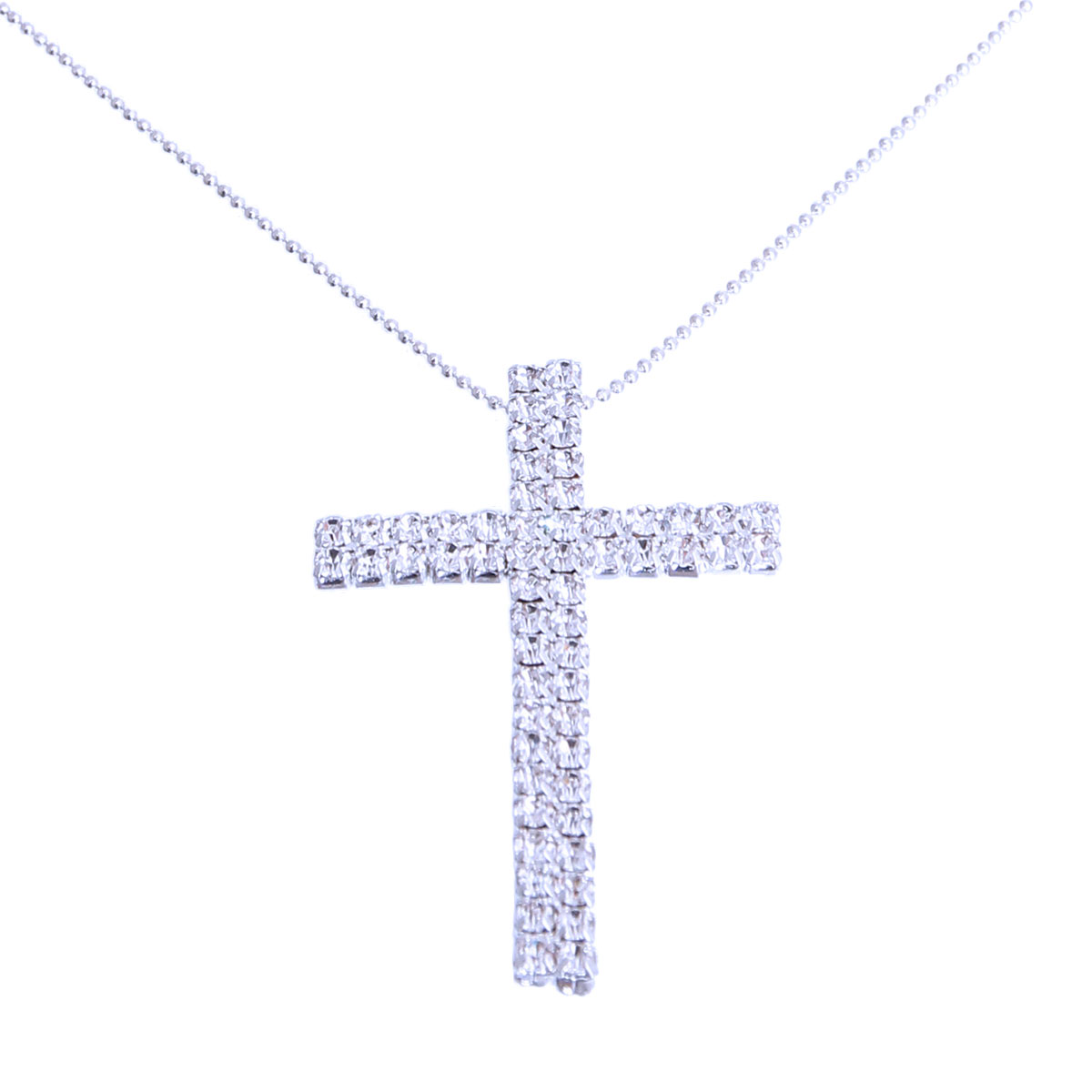 Silver Ball Chain Cross Necklace