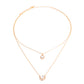 Round Halo Gold Two Strand Necklace