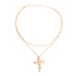 Gold Pearl Heart Cross Necklace