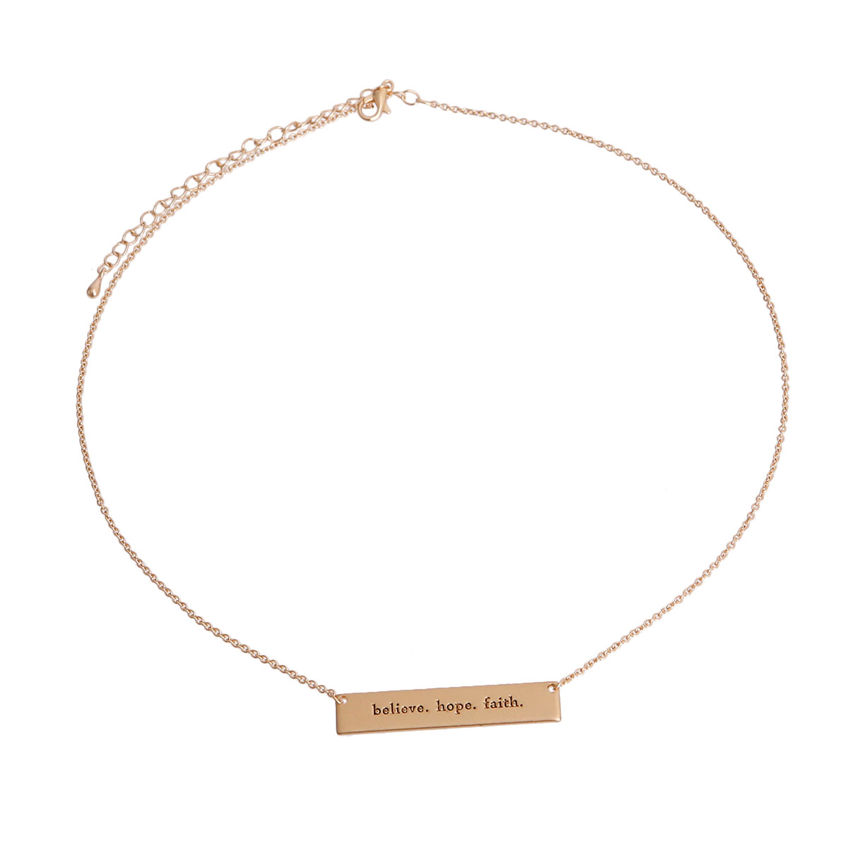 Gold Believe Faith Hope Plate Necklace