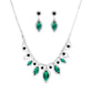 Green Marquise Crystal Silver Set