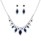 Navy Marquise Crystal Silver Set