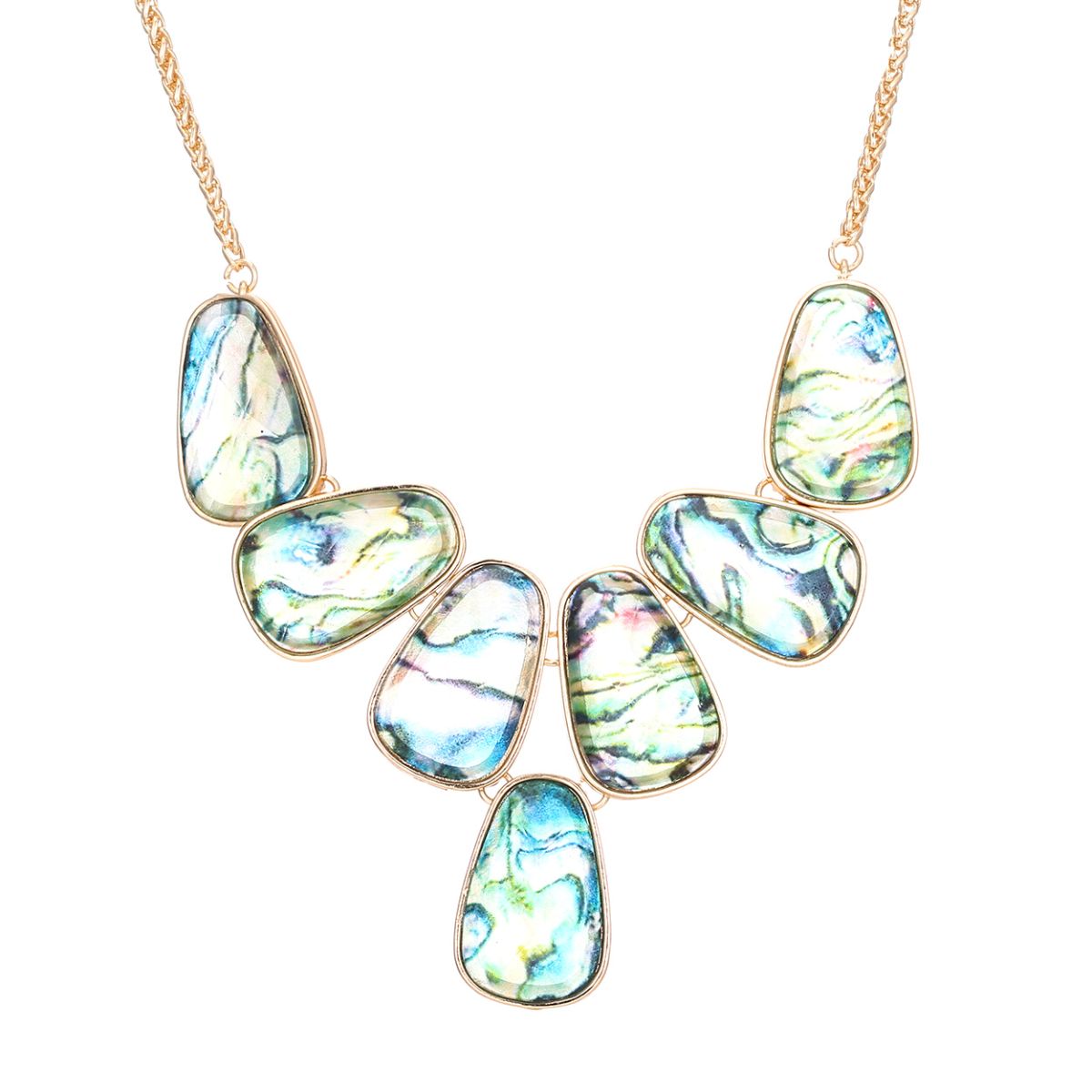 Blue Marbled 7 Pear Drop Necklace