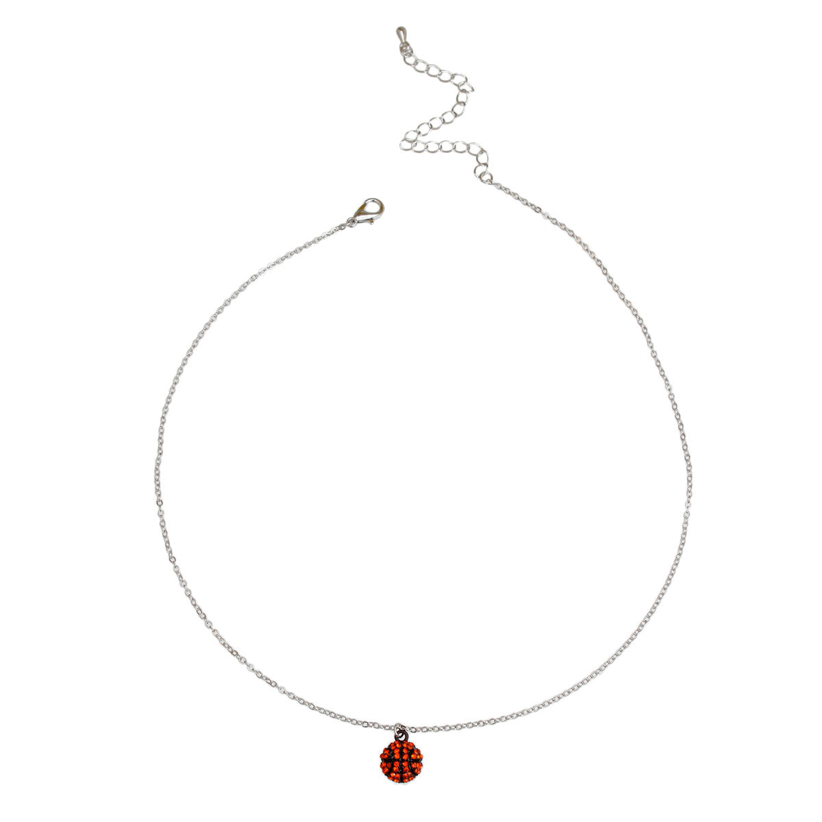 Orange Rhinestone Basketball Necklace