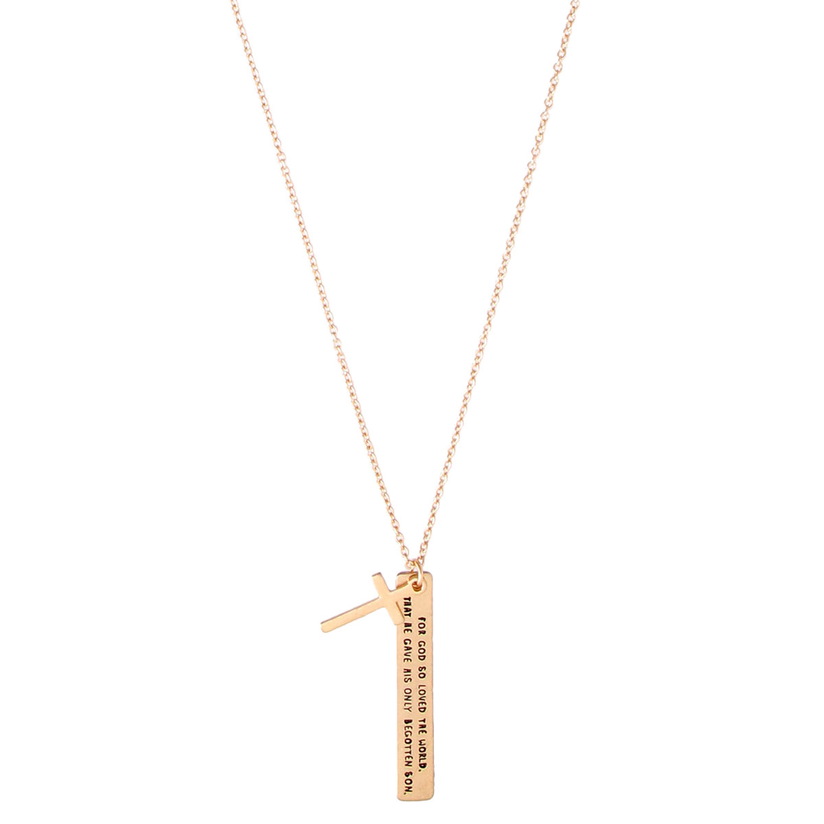 Gold Verse Cross Pendant Necklace