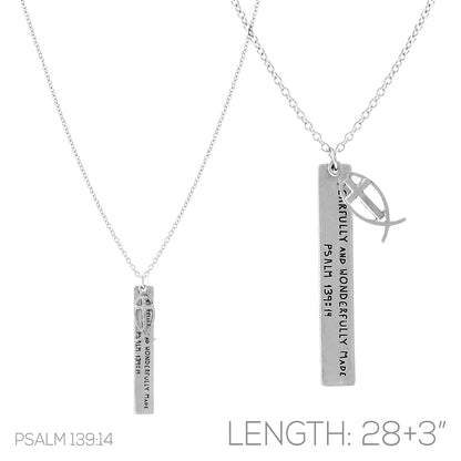 Long Silver Tearfully and Wonderfully Made Necklace