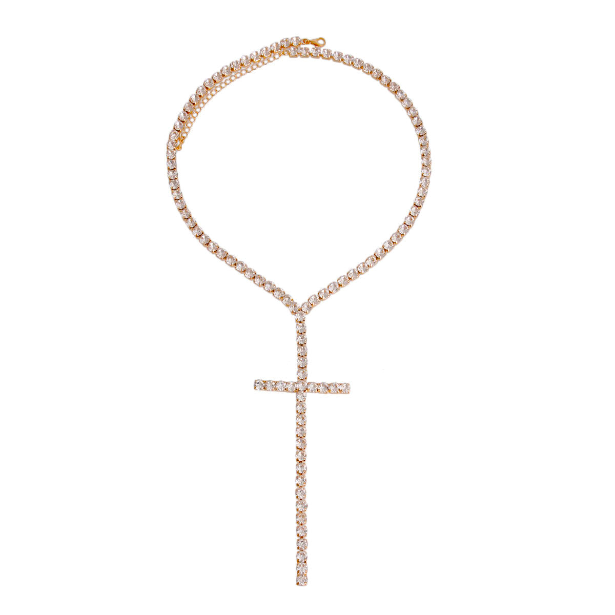 Gold Crystal Cross Pendant Necklace