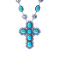Turquoise Stone Silver Cross Necklace