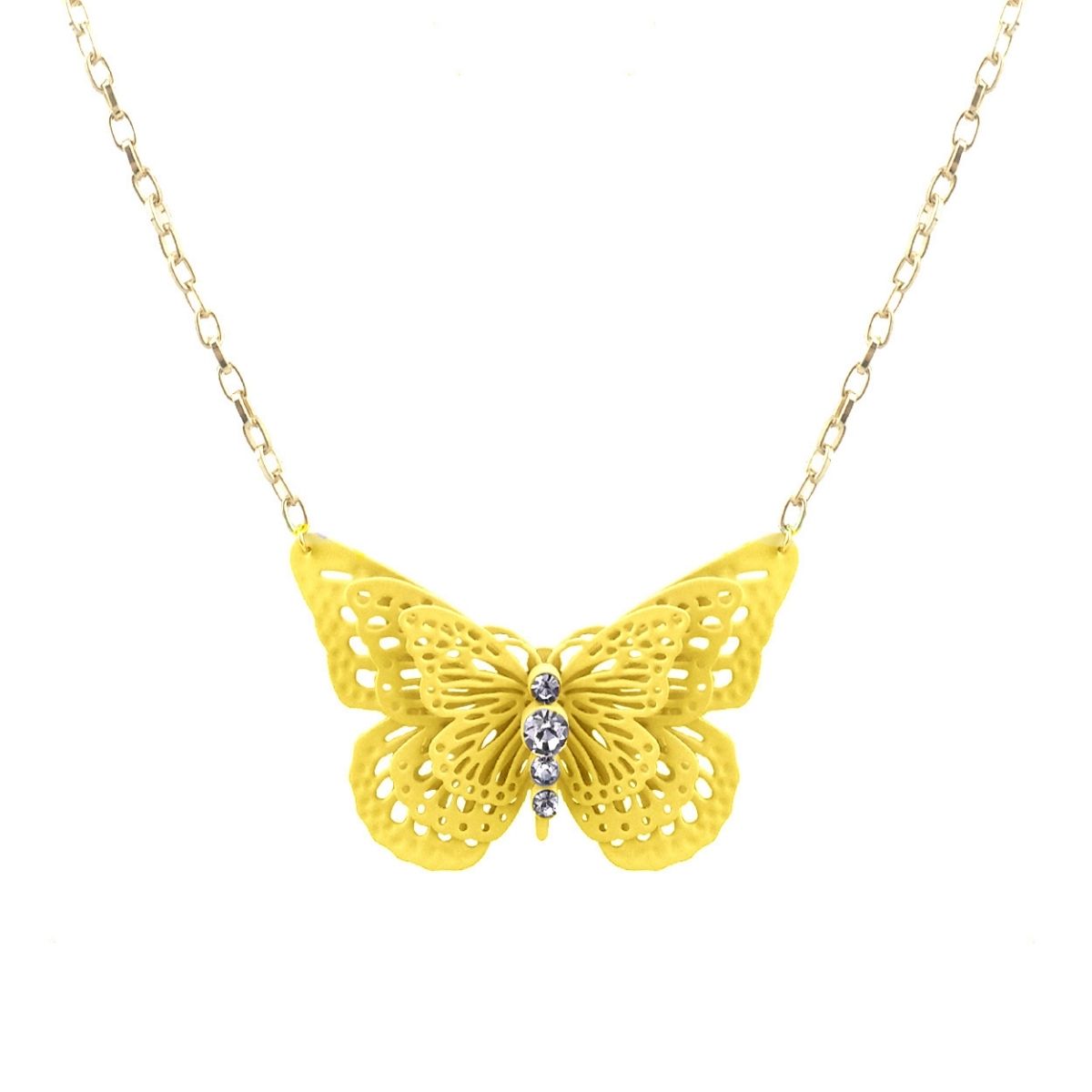 Yellow 3D Butterfly Pendant Necklace