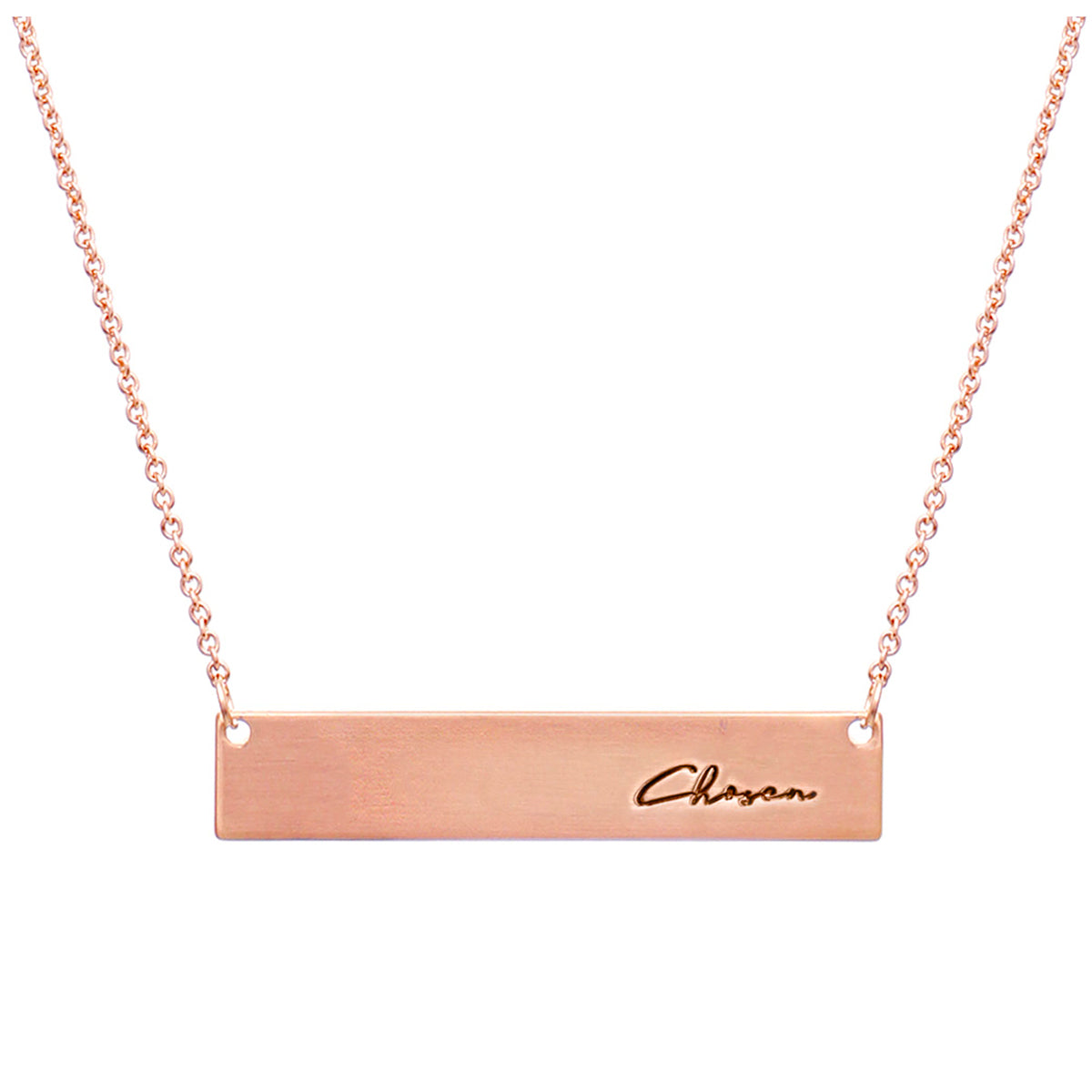 Rose Gold Script Chosen Plate Necklace