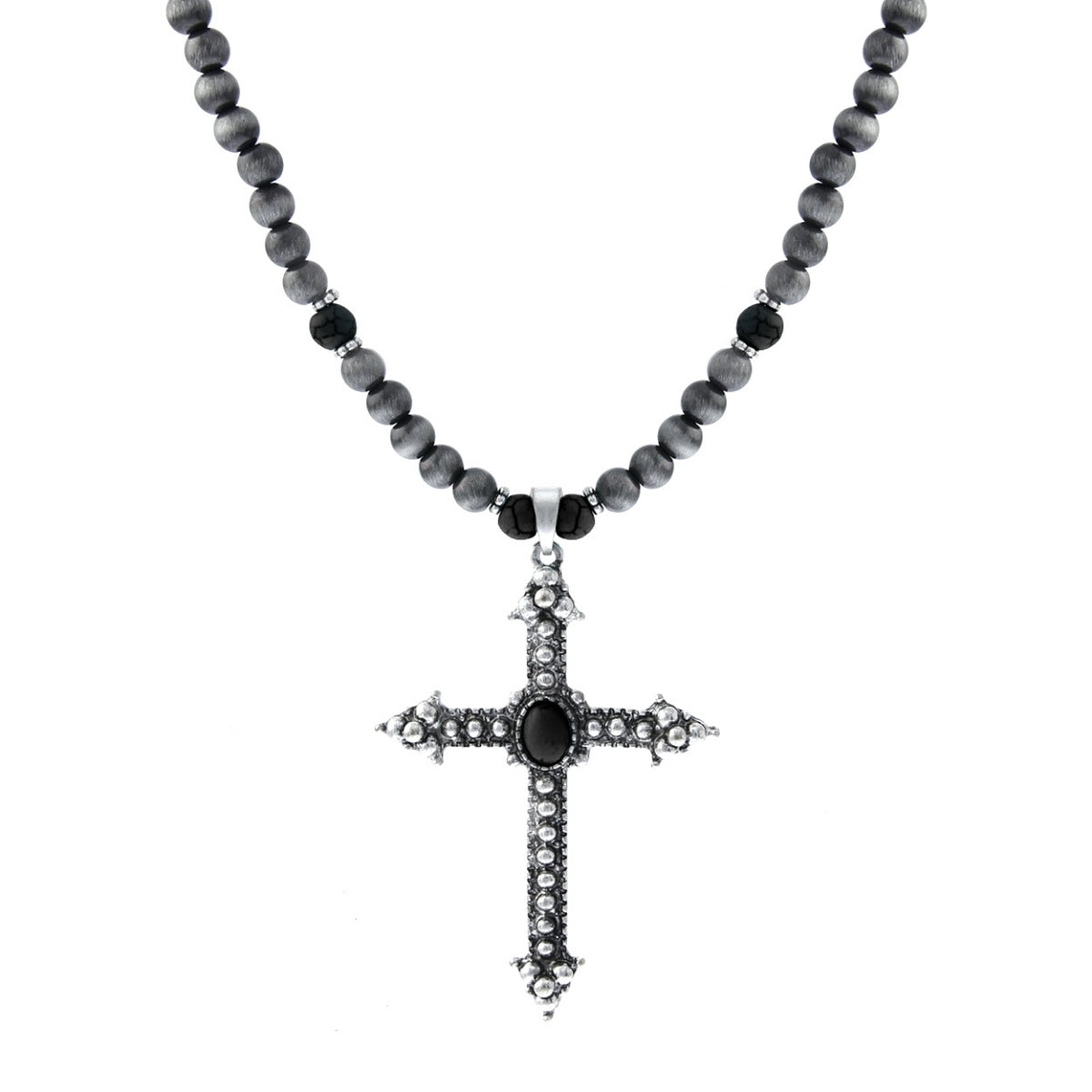 Black Navajo Pearl Cross Necklace