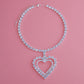 SIlver Double Heart Choker