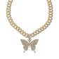Gold Metal Iced Cuban Butterfly Chain