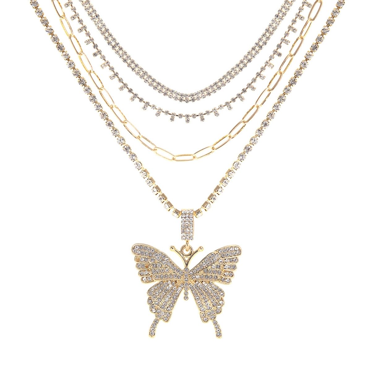 Gold 4 Pcs Butterfly Choker Set