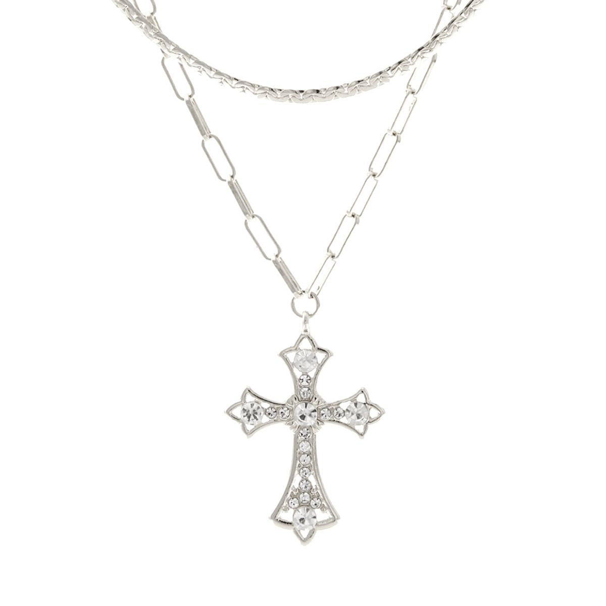 Silver Syriac Cross 2 Pcs Necklace