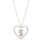 Gold Dollar Sign Heart Necklace