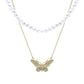 2 Pcs Gold Pearl Butterfly Necklace