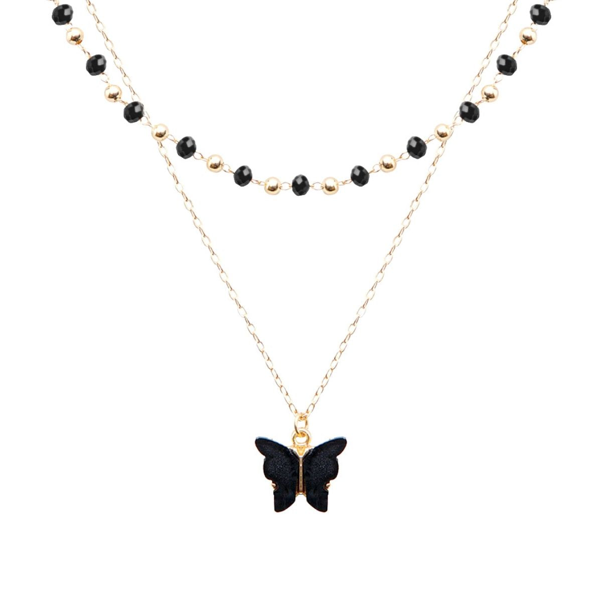 Black and Gold Butterfly Necklace