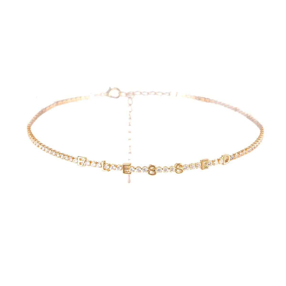 Gold CZ Blessed Tennis Choker