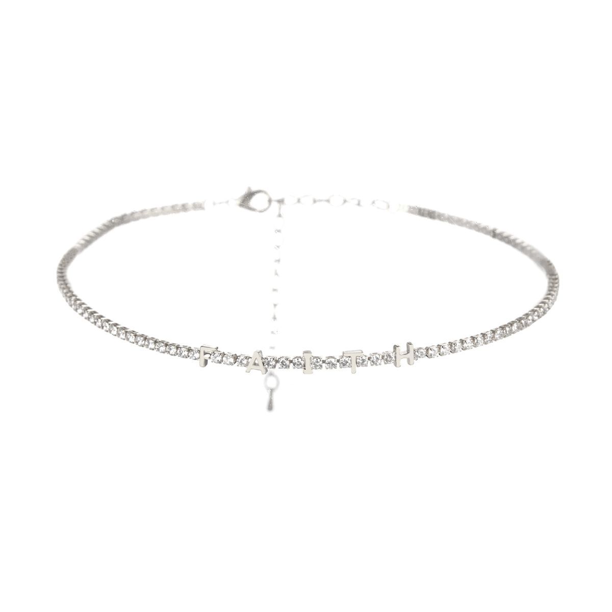 Silver CZ Faith Tennis Choker