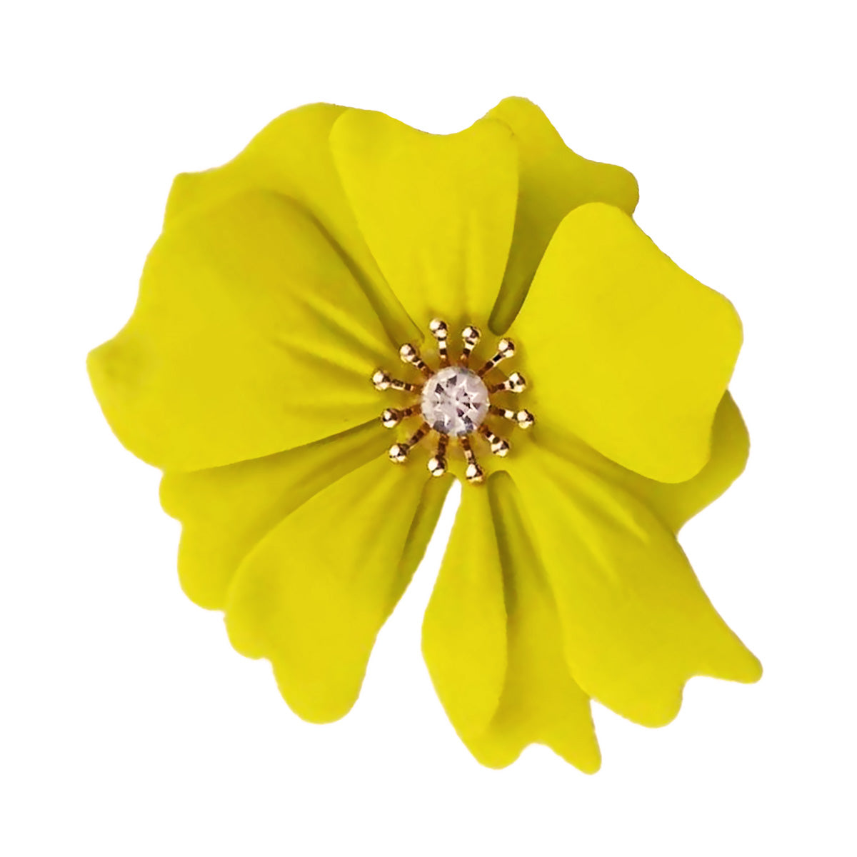 Yellow Coated Metal Flower Brooch