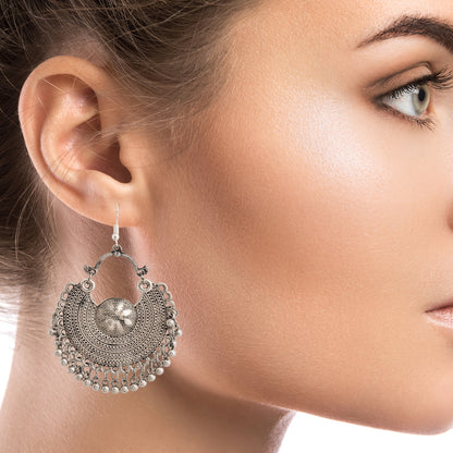 Burnished Silver Fan Earrings