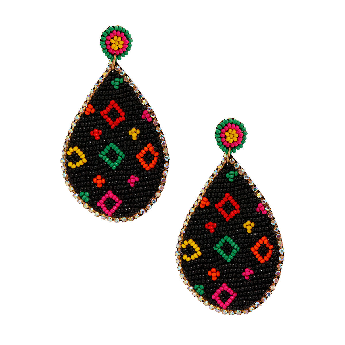 Embroidered LV Black Teardrop Earrings