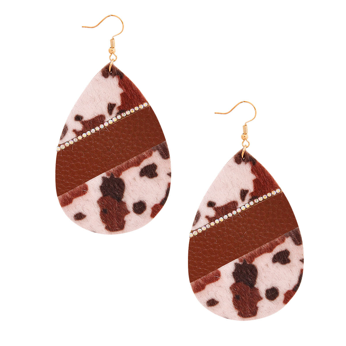 Brown Cow Print Teardrop Earrings