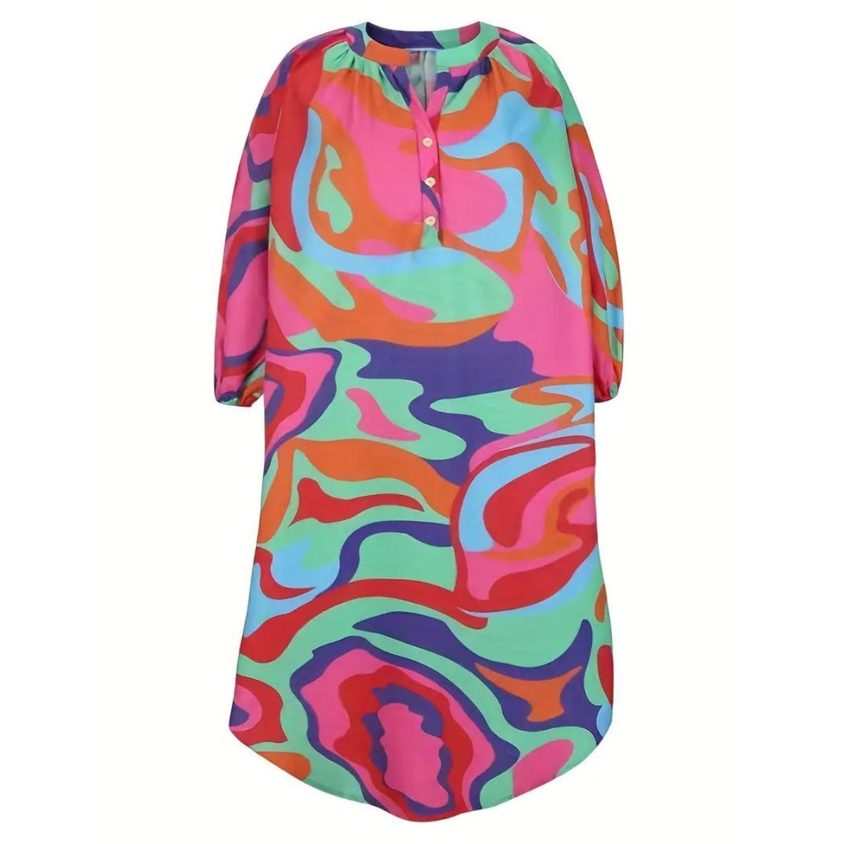 Multi Color 2XL Fluid Maxi Dress