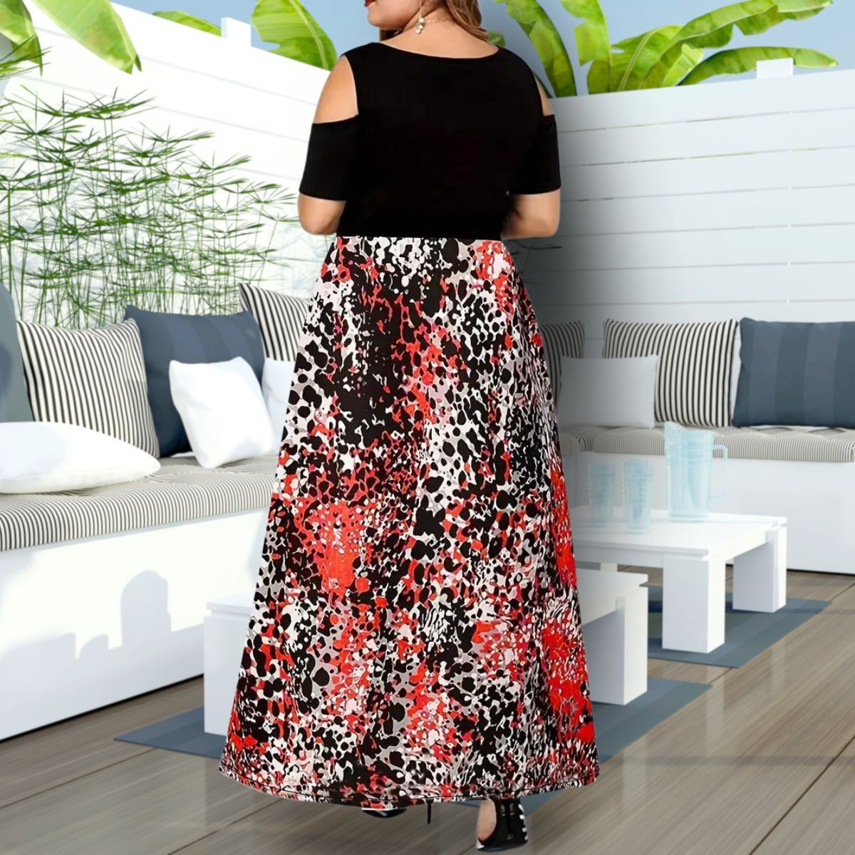 Red Leopard 5XL Maxi Dress