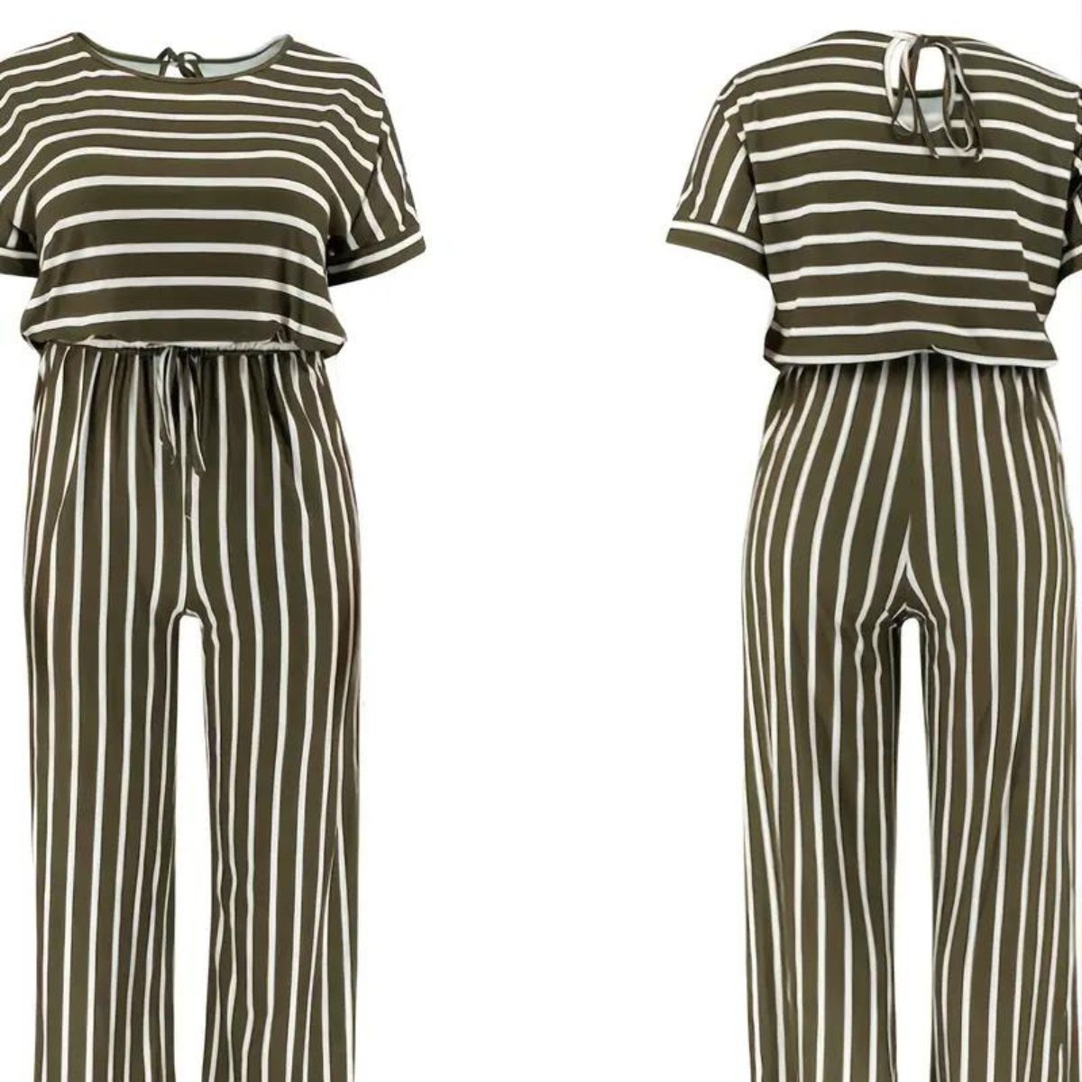 Olive Stripe 4XL Jumpsuit