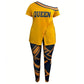 Yellow 3XL Queen Top Leggings Set
