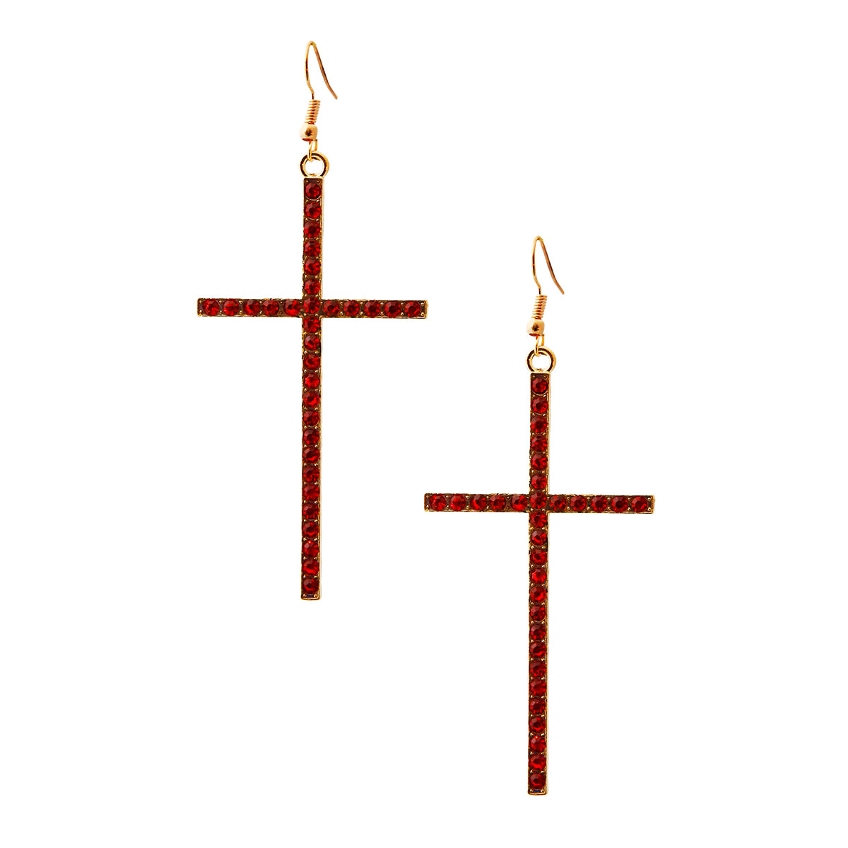 Dozen Rhinestone Cross Earrings