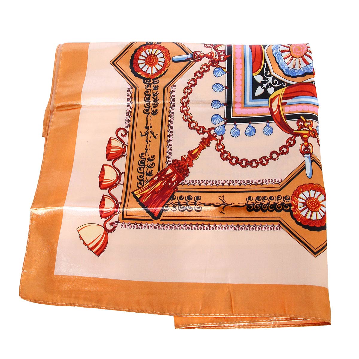 Gold Designer Silky Babushka Scarf