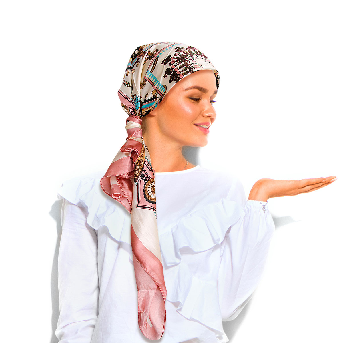 Light Pink Designer Silky Babushka Scarf