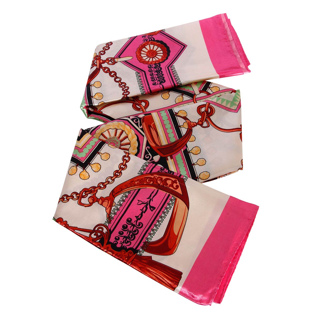 Pink Designer Silky Babushka Scarf