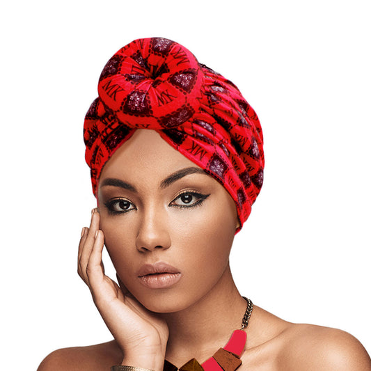 Red MK Donut Knot Turban
