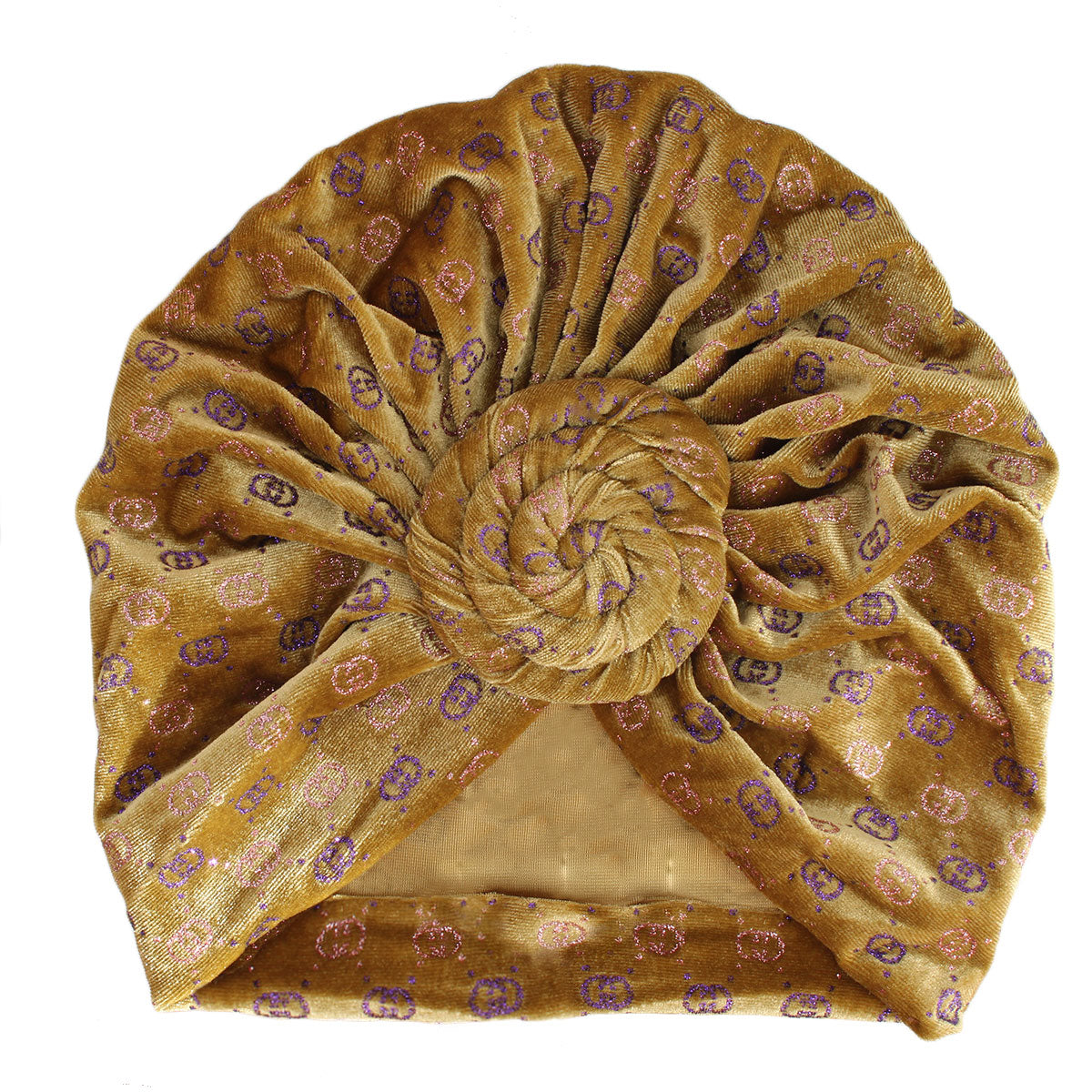 Gold Velvet Designer Twist Turban