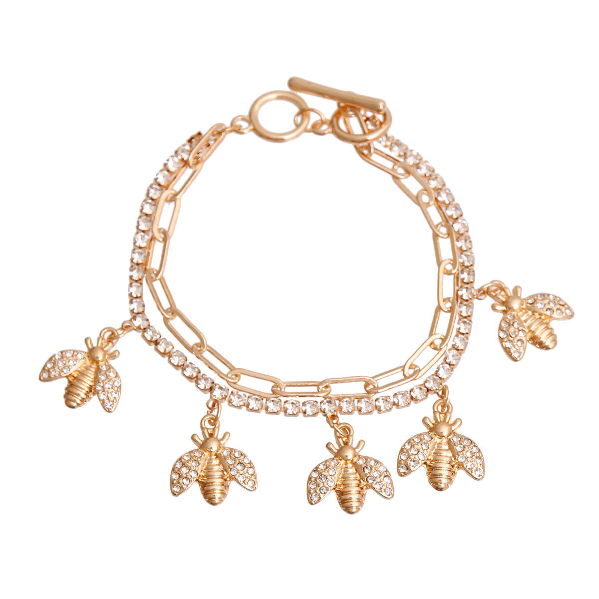 Gold Bee Charm Chain Bracelet