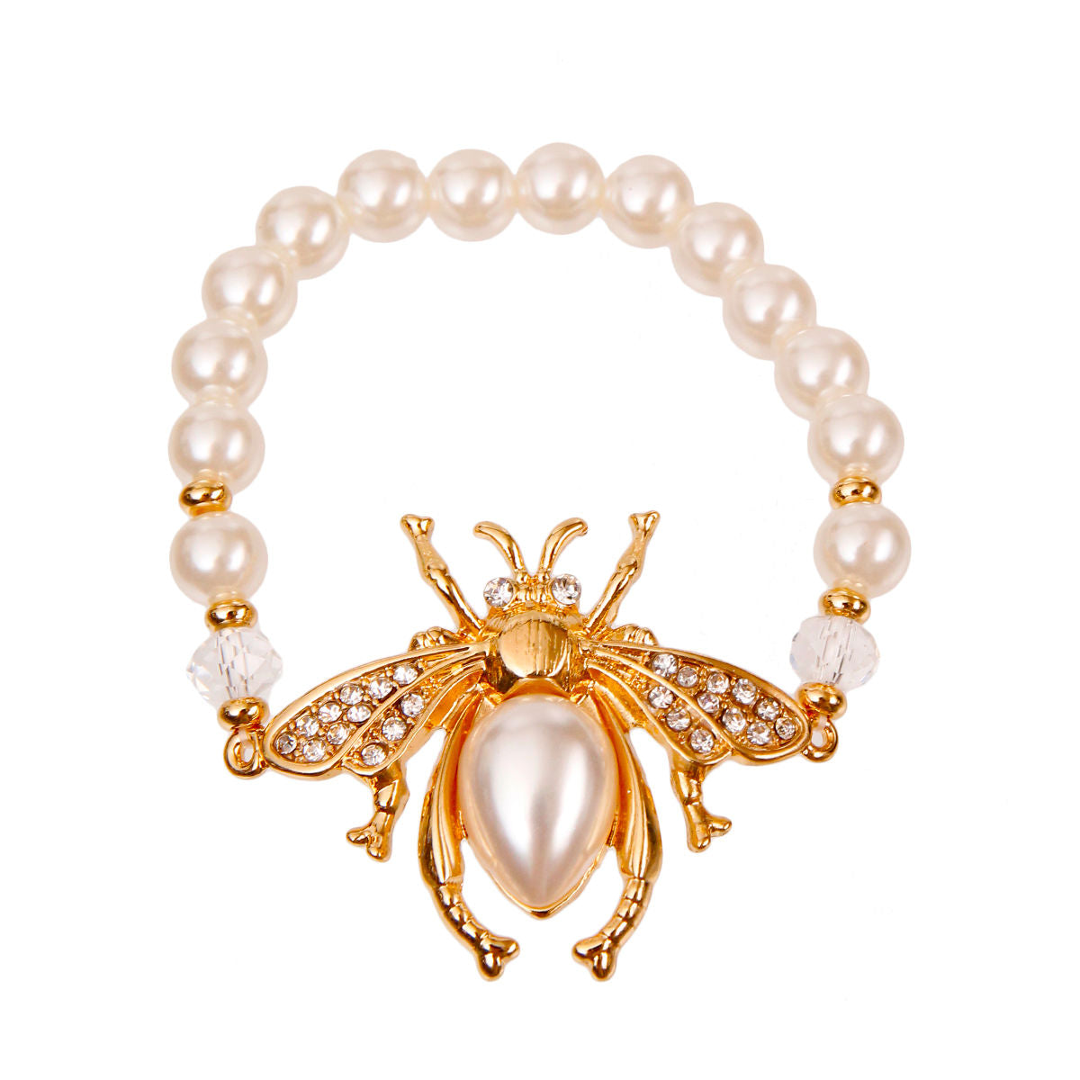 Cream Pearl Designer Bee Bracelet